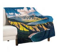 Seaside Mountain Skyline Blanket, Soft Flannel Fleece Blankets Quick-Dry, Lightweight Throw Blanket for Couch, Bed, Office & Travel, Ideal Gift for Family & Friends, 55"x70"