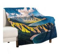 Seaside Mountain Skyline Blanket, Soft Flannel Fleece Blankets Quick-Dry, Lightweight Throw Blanket for Couch, Bed, Office & Travel, Ideal Gift for Family & Friends, 50"x60"