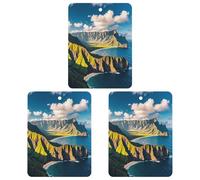 Seaside Mountain Skyline Car Air Freshener, 3 Pcs Square Hanging Air Freshener Cards, Long Lasting Fragrance Scented Cards for Car, Home, Office White-style
