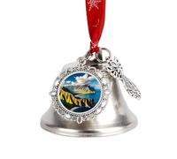 Seaside Mountain Skyline Christmas Bells Ornaments, Hanging Iron Jingles Decoration - Elegant Jingle Bell Ornament for Tree, Home, Festive Decor