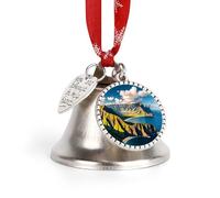 Seaside Mountain Skyline Christmas Bells Ornaments, Hanging Iron Jingles Decoration - Elegant Jingle Bell Ornament for Tree, Home, Festive Decor