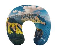 Seaside Mountain Skyline Pillow U Shaped, Portable Travel Pillows - Removable Cover, Ergonomic Memory Foam Neck Pillow for Travel & Office