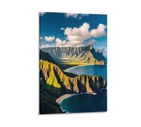 Seaside Mountain Skyline Wall Art, 08x12inch(20x30cm) Vertical Canvas Wall Art Prints, Modern Home Hanging Decor for Living Room, Bedroom, Office, Framed/Unframed, Frame-style