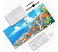 Seaside Mouse Mat 1400x600x3mm,Large Mouse Pad Small Town Mousemad Non-Slip Rubber Base Stitched Edges,Mousepad Waterproof Desk Mat Rubber Base,Computer Accessories Desk Pad for Office Home 0E-343