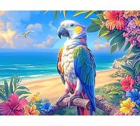 Seaside Parrot 300-piece Jigsaw Puzzle Set Colorful Fantasy Wildlife For Adults Teens 14+ Logic Skill Indoor Game Family Game Night Summer Recycled Cardboard 300 PCS/40x28cm