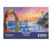 Seaside Rainbow Arch Jigsaw Puzzles for Adults Interesting Puzzles 1000 Jigsaws Brain Challenge Home Decoration Gifts 52x38cm/1000pcs