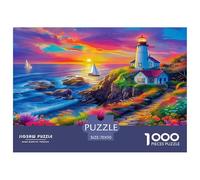 Seaside Scenery 100% Recycled Cardboard Lighthouse at Sunset Coast 1000 Piece Jigsaw for Adults Unique Beautiful Decoration Puzzle 70x50cm/1000pcs