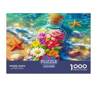 Seaside Scenery 1000 Piece Jigsaw Puzzle for Adults - Recycled Paper Seashells Flowers Ocean Vibrant Whimsical Fun Present & Activity for Home Great Gift Idea52x38cm/1000pcs