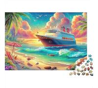 Seaside Scenery 1000 Piece Jigsaw Puzzle for Kids And Adults Tropical Cruise Ship Brainteasing Jigsaws Challenge Games Fun Present & Activity 38x26cm/1000pcs