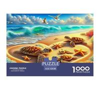 Seaside Scenery 1000 Piece Recycled Paper Puzzle Game - Beach Seashells Sunny Vibrant Coastal The Whole Family Activity for Home Wall Decoration52x38cm/1000pcs
