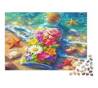 Seaside Scenery Colourful Bouquet on Seashell Base 1000 Pieces Adult Jigsaws Birthday Fun Activity for Rainy Days 52x38cm/1000pcs