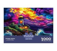 Seaside Scenery Impossible Hard Difficult 1000 Pieces Adult Jigsaws - Lighthouse Storm Fiery Dramatic Surreal Educational Game Decompression for Gifts70x50cm/1000pcs
