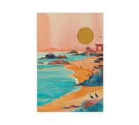 Seaside Scenery, Japan Canvas Poster Wall Art Decor Print Picture Paintings for Living Room Bedroom Decoration 12x18inch(30x45cm)