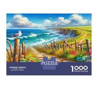 Seaside Scenery Paperboard Coastal Path Wildflowers & Ocean Classic Jigsaw Puzzle Collectible Secret Santa Gift 38x26cm/1000pcs