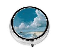 Seaside Scenery Print Personalised Portable Pillbox with,Mini Pillbox Compact and Convenient Pill Organiser for Storing and Organising Pills