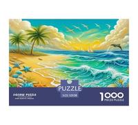 Seaside Scenery Puzzle Game for The Whole Family 1000 Piece - Tropical Beach Palm Trees Cheerful Scenic Serene Gifts for Men Women Fun Present for Home52x38cm/1000pcs