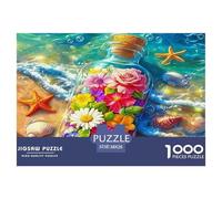 Seaside Scenery Recycled Paper 1000 Pc Puzzle for Adults Kids -Seashells Flowers Ocean Vibrant Whimsical Fun Present & Activity for Home Great Gift Idea38x26cm/1000pcs