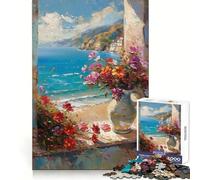 Seaside Serenity Jigsaw Puzzle 1000 Piece for Teenagers Logic Train Toy Light Relax Smooth Cut Wall Art Decor (38x52cm)
