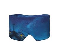 Seaside Starry Sky Print Sleep Eye Mask with Earmuffs - Block Out Light Contoured Night Blindfold Eye Sleeping Mask with Ear Cover for Men Women Side Sleeper Night Gift