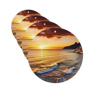 Seaside Sunset Car Air Freshener Cards Set of 4 Pieces Long Lasting Hanging Scented Cards Auto Aromatherapy Tablets Personalized Car Fresheners Gifts for Men Women - Lavender Scent
