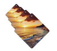Seaside Sunset Car Air Freshener Cards Set of 4 Pieces Long Lasting Hanging Scented Cards Auto Aromatherapy Tablets Personalized Car Fresheners Gifts for Men Women - Lavender Scent