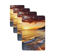 Seaside Sunset Car Air Freshener Cards Set of 4 Pieces Long Lasting Hanging Scented Cards Auto Aromatherapy Tablets Personalized Car Fresheners Gifts for Men Women - Lavender Scent