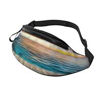 Seaside Sunset Plank Fanny Pack for Women Men Fashion Waist Bag Belt Bags with Adjustable Strap Casual Bum Bag for Cycling Workout Hiking Traveling Running Sport