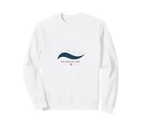 Seaside Sweatshirt: Saltwater Cure Beach Coastal Wellness Ocean Wave Surf Logo Sweatshirt, Adult Unisex, White, Medium