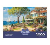 Seaside Town 1000 Pieces Creative Challenge Jigsaw Puzzle, Building Educational Games Puzzles for Adults,Home Decoration Puzzle 70x50cm/1000pcs