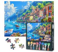 Seaside Town Jigsaw Puzzles 1000 Pieces for Adults Sea View 1000 Puzzle Suitable for Game Nights Adolescent Family Toy Challenging & Vivid Detail Ideal for Puzzle Enthusiasts Size: 50x70cm