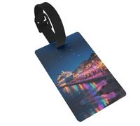 Seaside Town Luggage Tags for Suitcases, PVC Suitcase Tag with Secure Strap Suitcase Identifier with Privacy Name Card for Travel Bag Tags Personalized Baggage Tag for Women Men