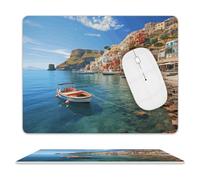 Seaside Town Mouse Pad,Premium-Textured Mouse Mat Design,Computer Mouse Mat,Stitched Edges, Water-Resistant, for Gamer, Office & Home,Square Mouse Pad,Spill-Resistant Surface, Durable Materials, Porta