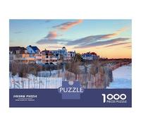 Seaside Town Sunset Landscape 1000 Piece Jigsaw Puzzle Paper for Adults Relaxation Focus Home Decor 52x38cm/1000pcs