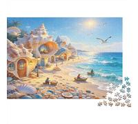 Seaside Village 1000 Piece Jigsaw Puzzle Puzzle Game for Family 1000pc Jigsaw Puzzle Set Relaxation and Focus Home Decoration Gift 38x26cm/1000pcs