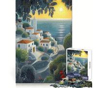 Seaside Village at Sunset in Pointillist Style 1000 Piece Jigsaws for Teenagers Puzzle Reason Skill Toy Mental Relax Exact Cut (50x75cm)
