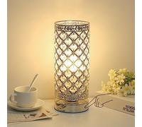 Seaside village Crystal Table Lamp Touch Control Dimmable Accent Desk Lamp Bedside Modern Table Light with Silver Lamp Shade Night Light Fixture for Living Room Bedroom Kitchen