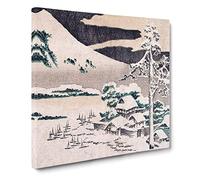 Seaside Village in Winter by Katsushika Hokusai Canvas Print | Gallery Wrapped 30mm Frame Wall Art | 14x14 inches | Ready to Hang | Asian Seascape Picture | Living Room Bedroom Lounge Office