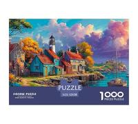 Seaside Village Jigsaw Puzzle Beautiful Adult And Children EduCational Games Gifts Fun Activity for Home Birthday Jumbo for Boys And Girls 52x38cm/1000pcs