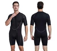 Seaskin Mens 3mm Shorty Wetsuit, Full Body Diving Suit Front Zip Wetsuit for Diving Snorkeling Surfing Swimming Medium