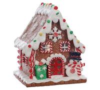 Season 2 Season Christmas Decorations 5.5" LED Clay Gingerbread Collectible House Village Ornaments with Snowman Box for Holiday Decor Tabletop Home décor