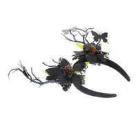 Season Antler Flower-crown Hairband, Lightweight Polyester Party Head Hoops | Boys and Girls Prop for Parties and Photography, Black One Size Fits Most, Easy Stretch Comfort