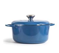 Season Cast Iron Casserole Dish with Lid, Blueberry- 28cm / 6.1L - Solid Cast Iron Pot for Bread Making, Stews, Roasts and Gentle Oven Cooking - Bringing Steady Heat to Everyday Home Cooking