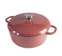 Season Cast Iron Casserole Dish with Lid - Enamelled Dutch Oven for Bread Making and Slow Cooking (Sumac Seed, 4.3L)
