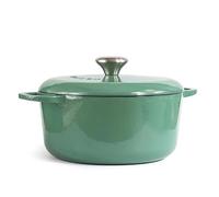 Season Cast Iron Casserole Dish with Lid, Sage - 26cm / 5.4L - Solid Cast Iron Pot for Bread Making, Stews, Roasts and Gentle Oven Cooking - Bringing Steady Heat to Everyday Home Cooking