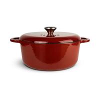Season Cast Iron Casserole Dish with Lid, Terracotta - 28cm / 6.1L - Solid Cast Iron Pot for Bread Making, Stews, Roasts and Gentle Oven Cooking - Bringing Steady Heat to Everyday Home Cooking