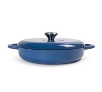 Season Cast Iron Shallow Casserole Dish with Lid, Blueberry - 30cm / 2.3L - Oven-Safe Cast Iron Pot for Casseroles, Stews, Bread Making and One-Pot Meals - Designed for Gentle, Even Cooking