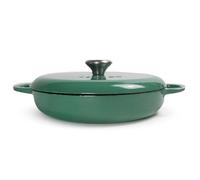 Season Cast Iron Shallow Casserole Dish with Lid, Sage- 30c, /3.5L - Oven-Safe Cast Iron Pot for Casseroles, Stews, Bread Making and One-Pot Meals - Designed for Gentle, Even Cooking