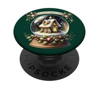 Season’s Greetings Cozy Winter Cottage Snow Globe PopSockets Adhesive PopGrip