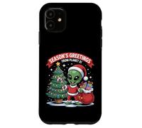 Season’s Greetings Planet Funny Alien Santa Sci-Fi Case for iPhone 11