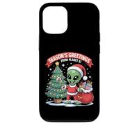 Season’s Greetings Planet Funny Alien Santa Sci-Fi Case for iPhone 12/12 Pro